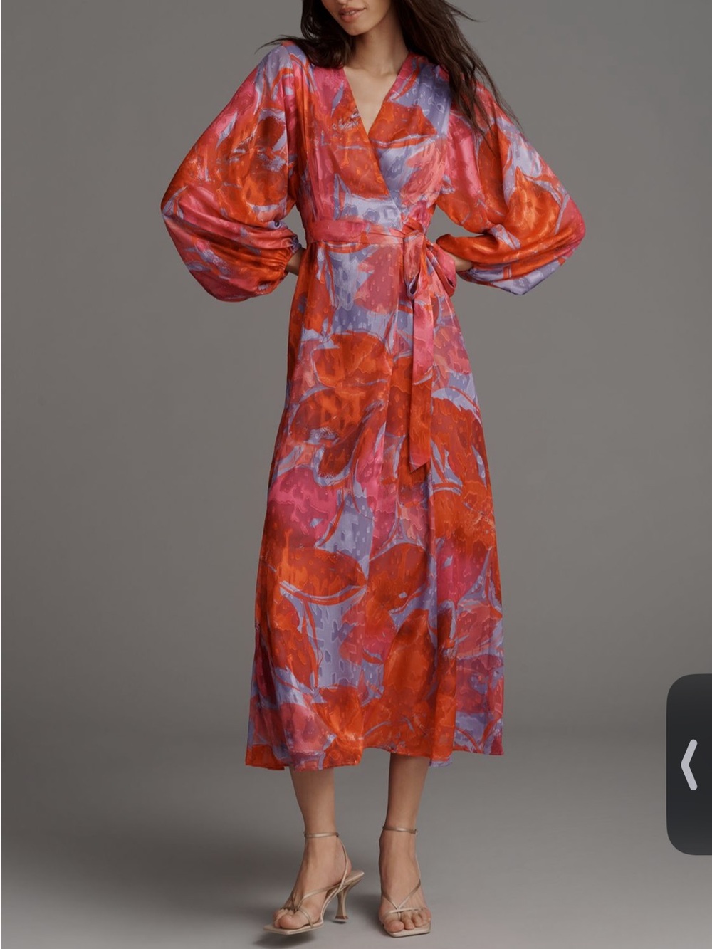 NWT Hutch By Anthropologie Long-Sleeve Floral Wrap Midi Dress Size S Petite